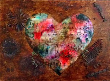 Mixed media canvas "Bruised Heart"